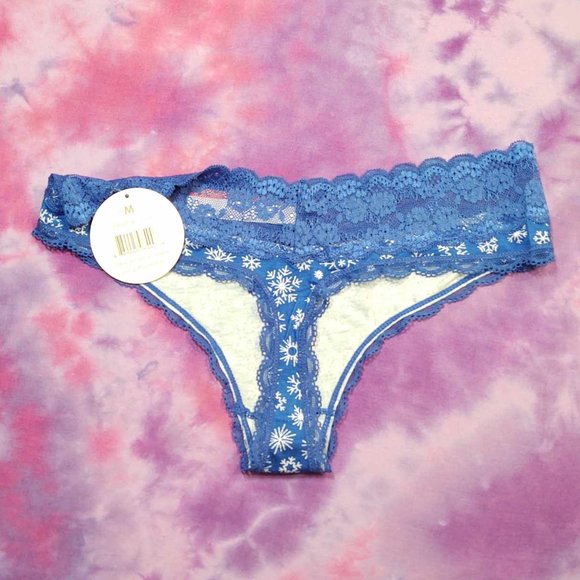 NWT Splendies Snow Day Lace Trim Thong Limited Edition: M - Picture 2 of 3